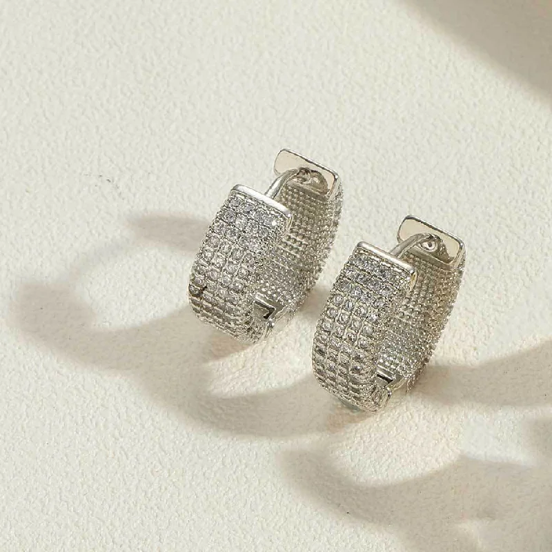 Real white gold zircon earrings