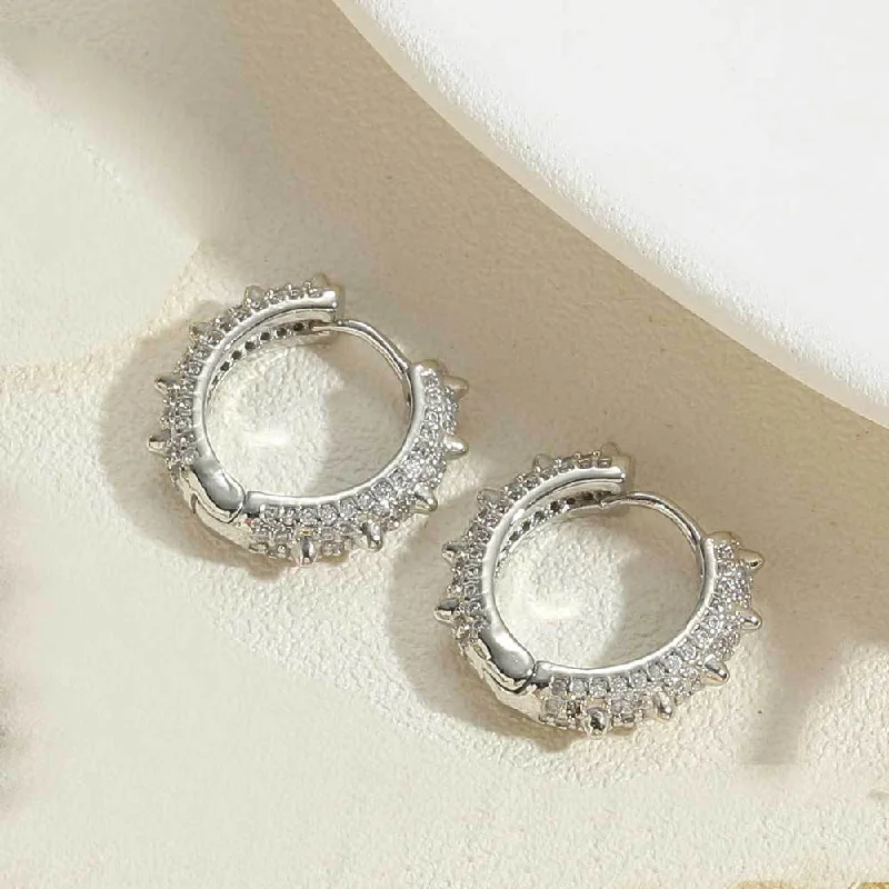 Real white gold with thorn zirconia earrings