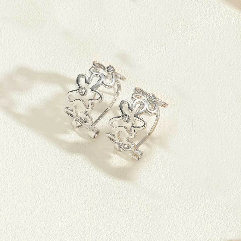 Real white gold flower earrings