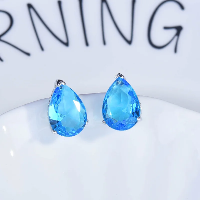 Blue Diamond Ear Studs [Price for One Pair]]