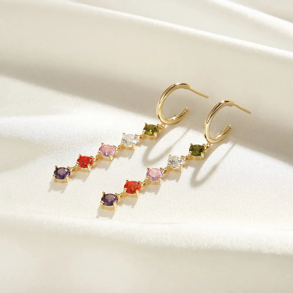 22K gold luster earrings -1 Pair Simple Style Geometric Plating Sterling Silver Drop Earrings