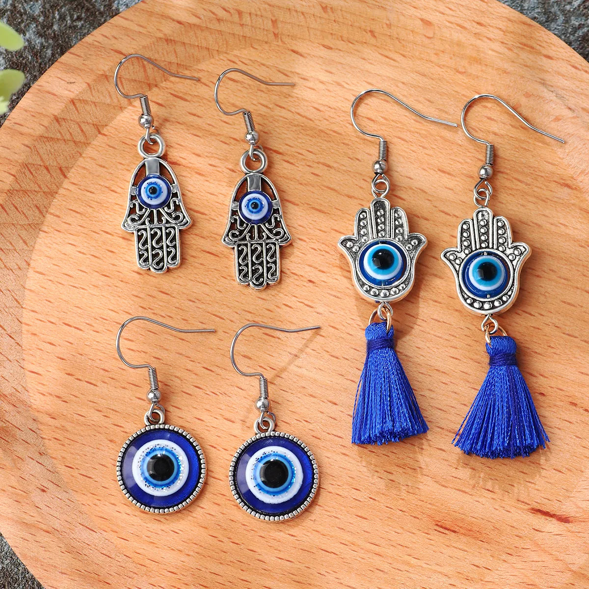 Loose dangle earrings -1 Set Casual Vintage Style Tropical Devil's Eye Eye Inlay Alloy Acrylic Glass Drop Earrings