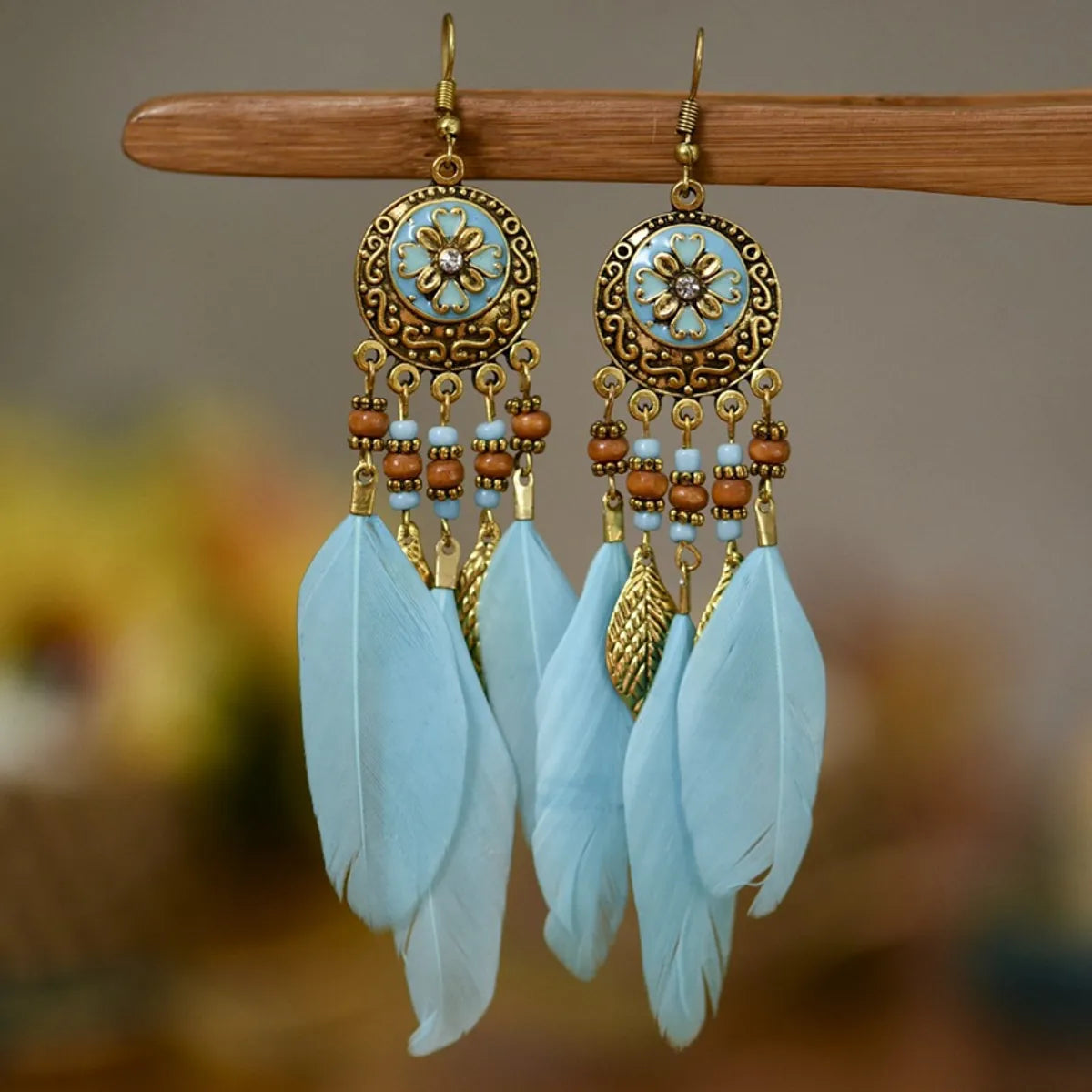 Pixie glow earrings -Bohemian Feather Alloy Plating Women's Drop Earrings