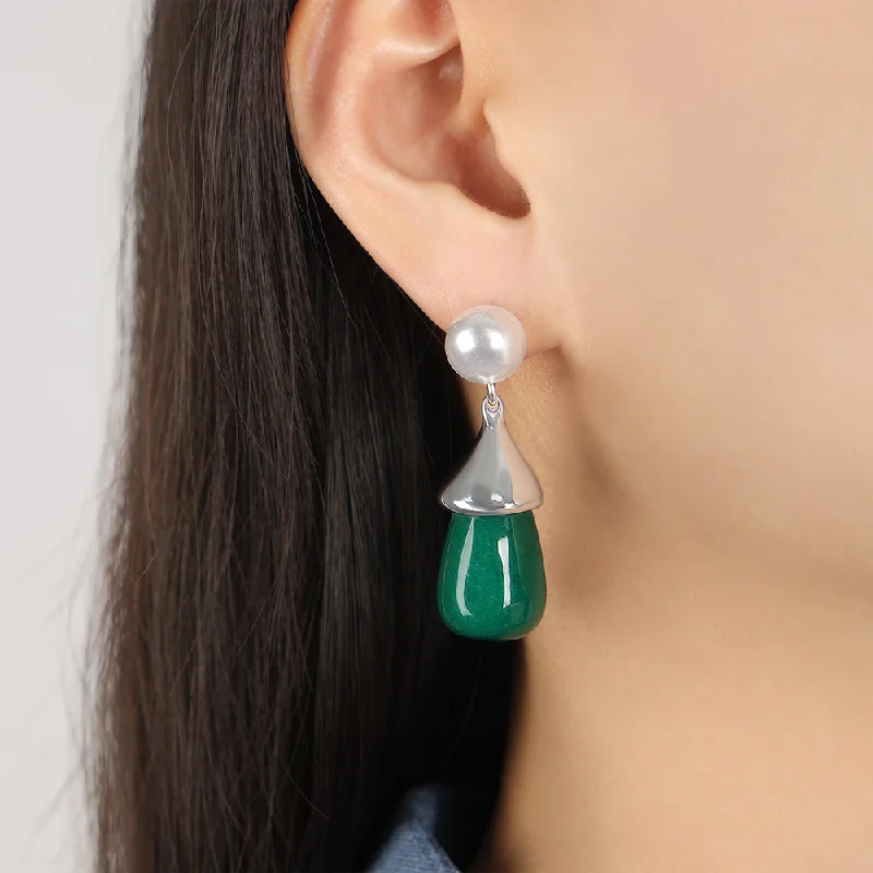 F1119-Steel Green Resin Earrings