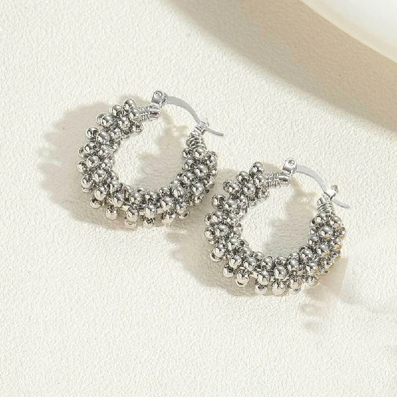 ES2413-2 True White Gold Copper Bead Earrings