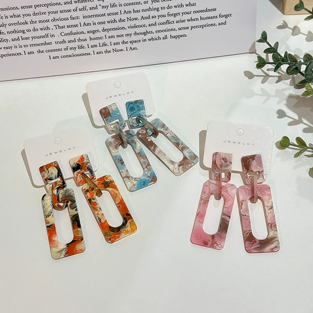 Jungle flair earrings -Simple Style Square Acetic Acid Sheets Printing Women's Drop Earrings