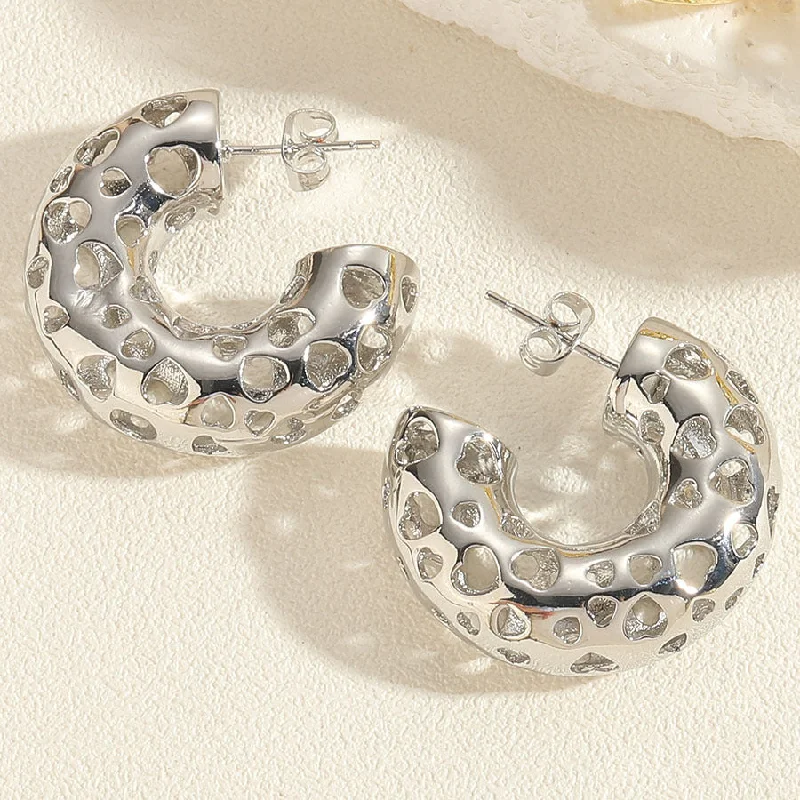 ES2327-3 Skeleton Heart Earrings in real white gold