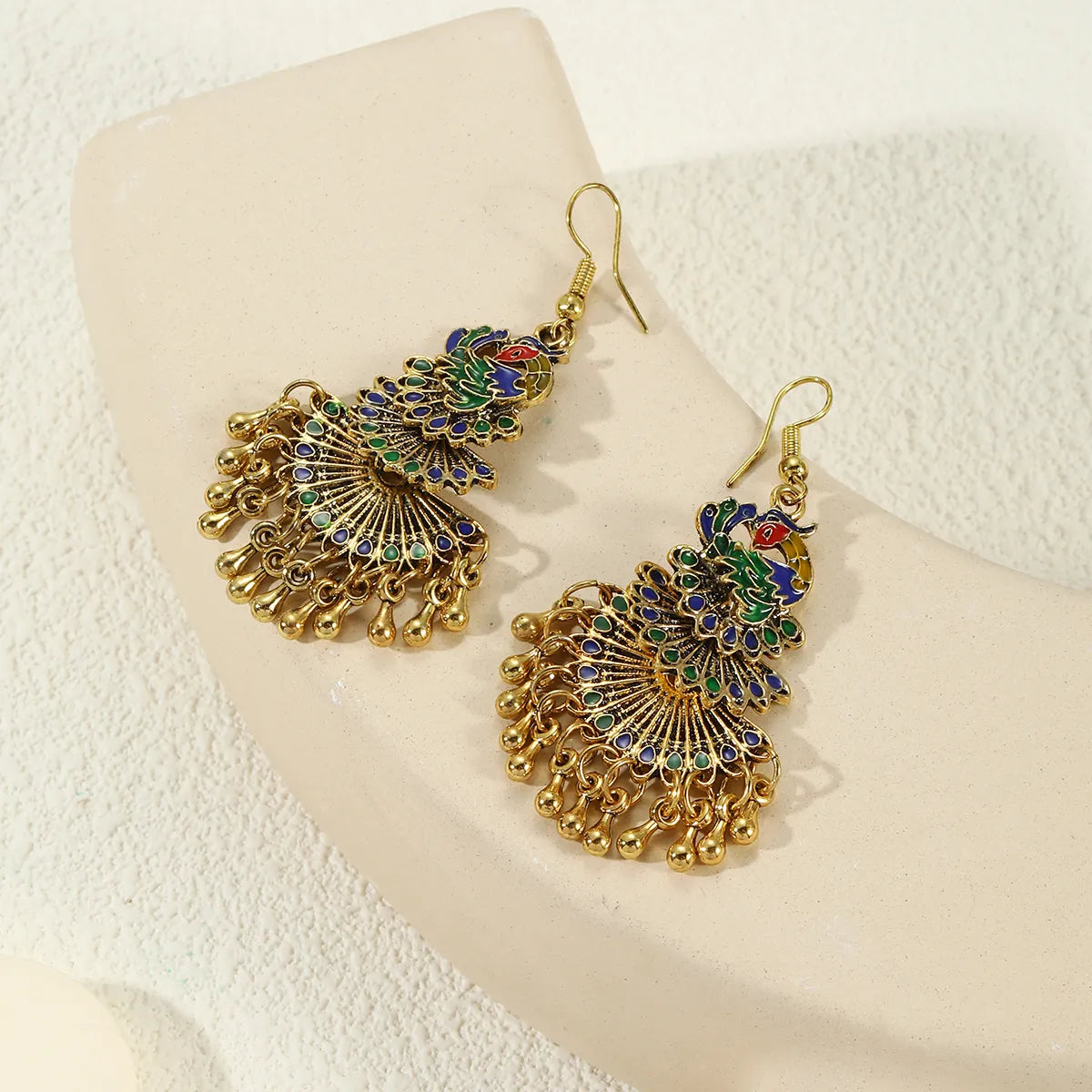 Aqua turquoise earrings -1 Pair Vacation Ethnic Style Peacock Water Drop Alloy Drop Earrings