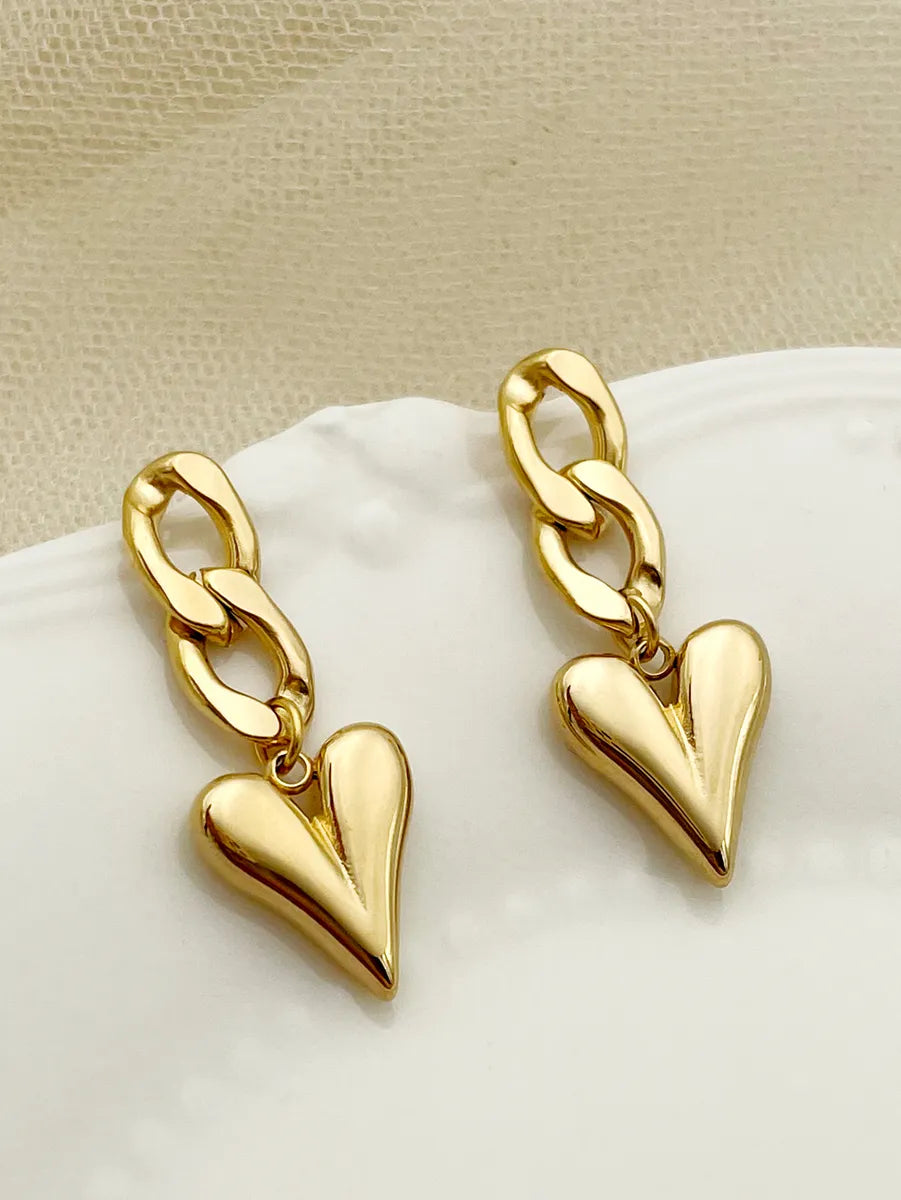 Endless infinity earrings -1 Pair Ig Style Heart Shape Plating Stainless Steel Gold Plated Drop Earrings