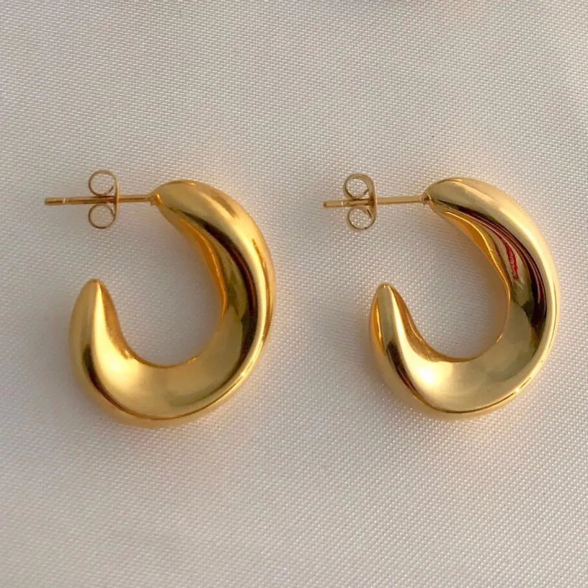 Thin sparkle earrings -1 Pair Retro C Shape Plating Stainless Steel 18k Gold Plated Ear Studs