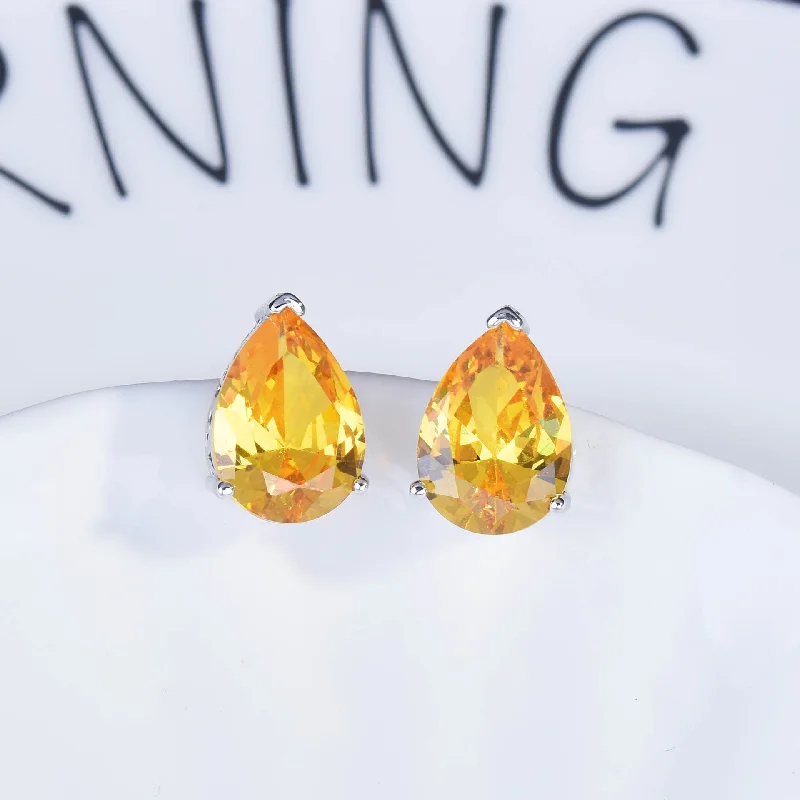 Yellow Diamond Ear Studs [One Pair Price]]