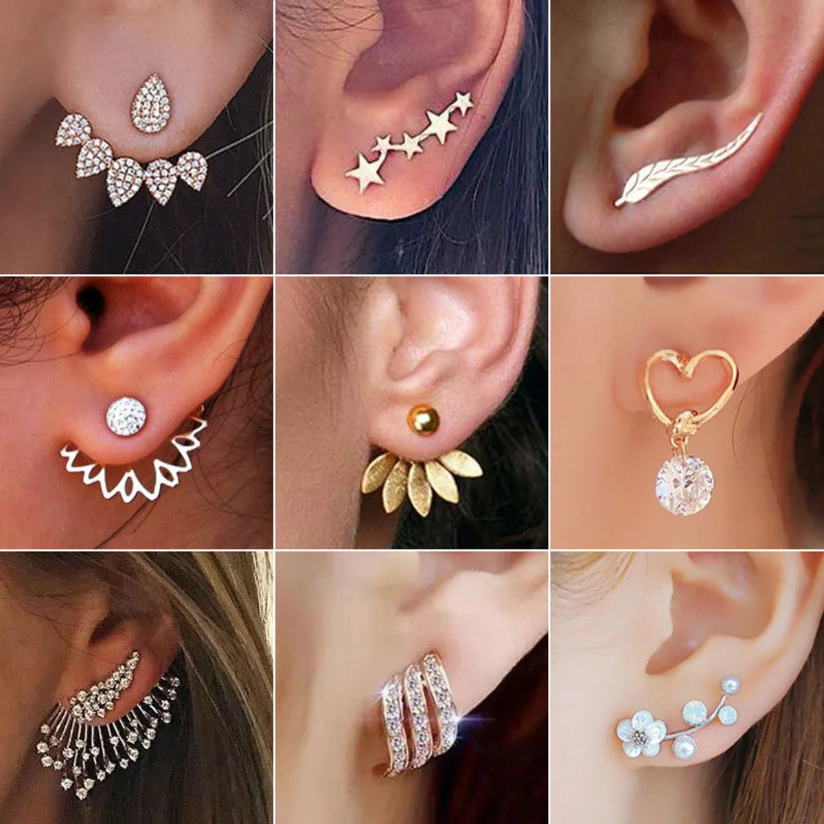 Street sleek earrings -Fashion Geometric Plating Alloy Rhinestones Zircon Earrings