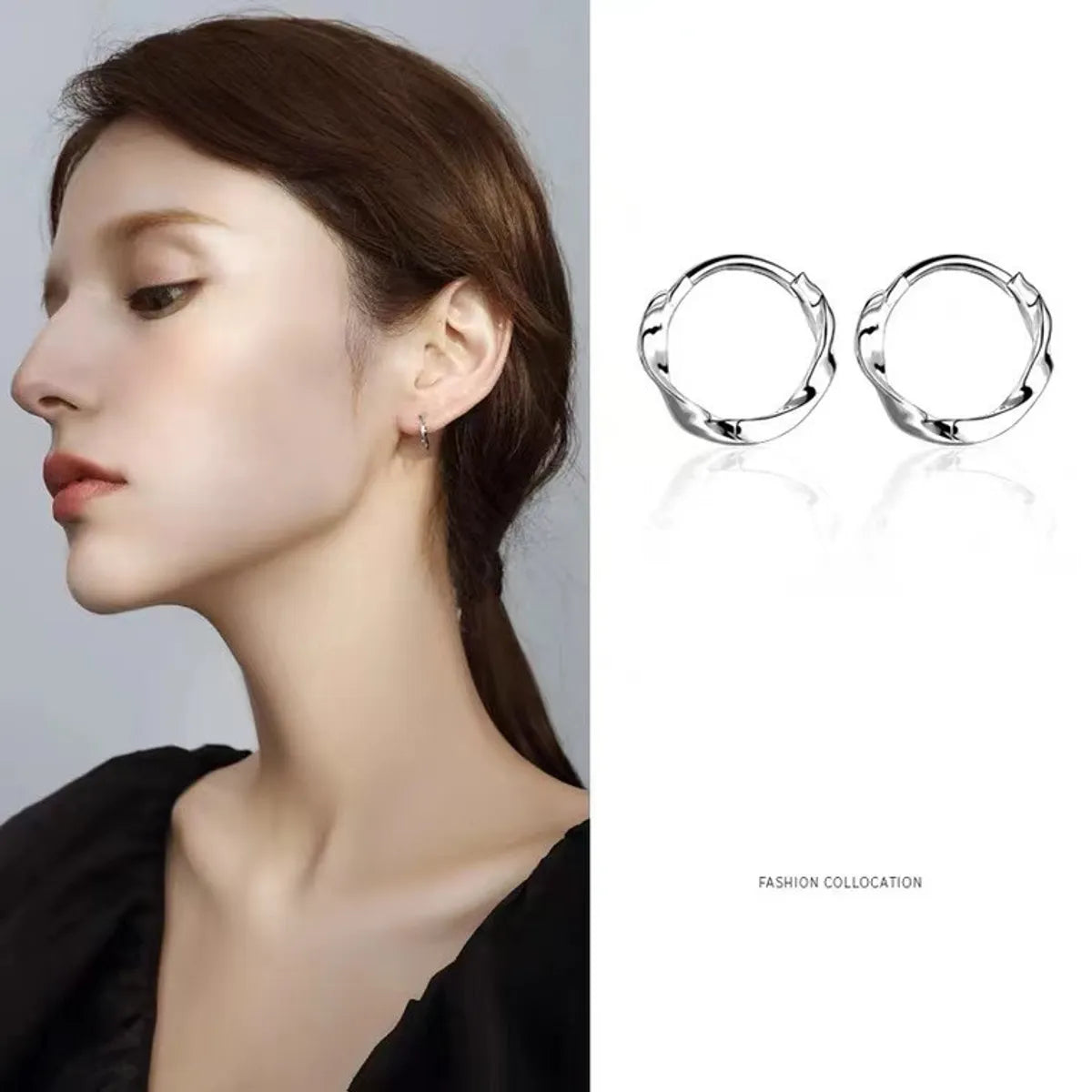 Keepsake shine earrings -1 Pair Simple Style Solid Color Irregular Sterling Silver Earrings