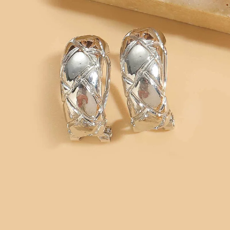 ES2433-6 C-shaped earrings in real white gold