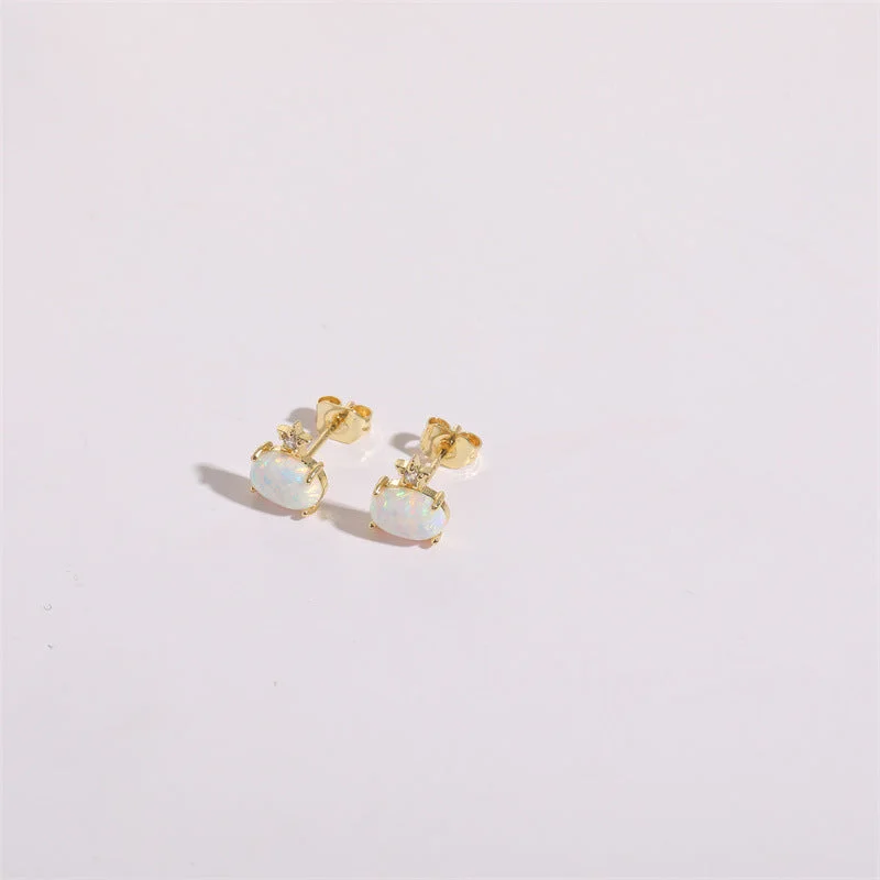 Power charm earrings -Opal Zircon Earrings 925 Silver Pin Wholesale Women's Ins Wind  New Light Luxury Simple Temperament Studs