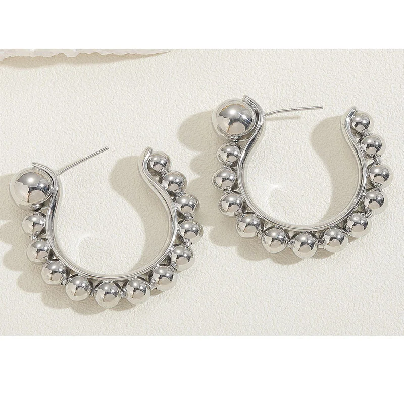 Copper bead earrings true white gold - ES2262