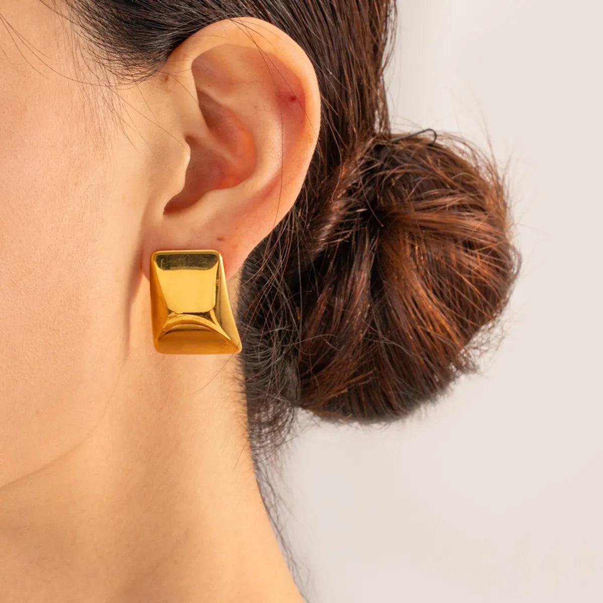 Gritty texture earrings -1 Pair Ig Style Vintage Style Square Plating Stainless Steel 18k Gold Plated Ear Studs